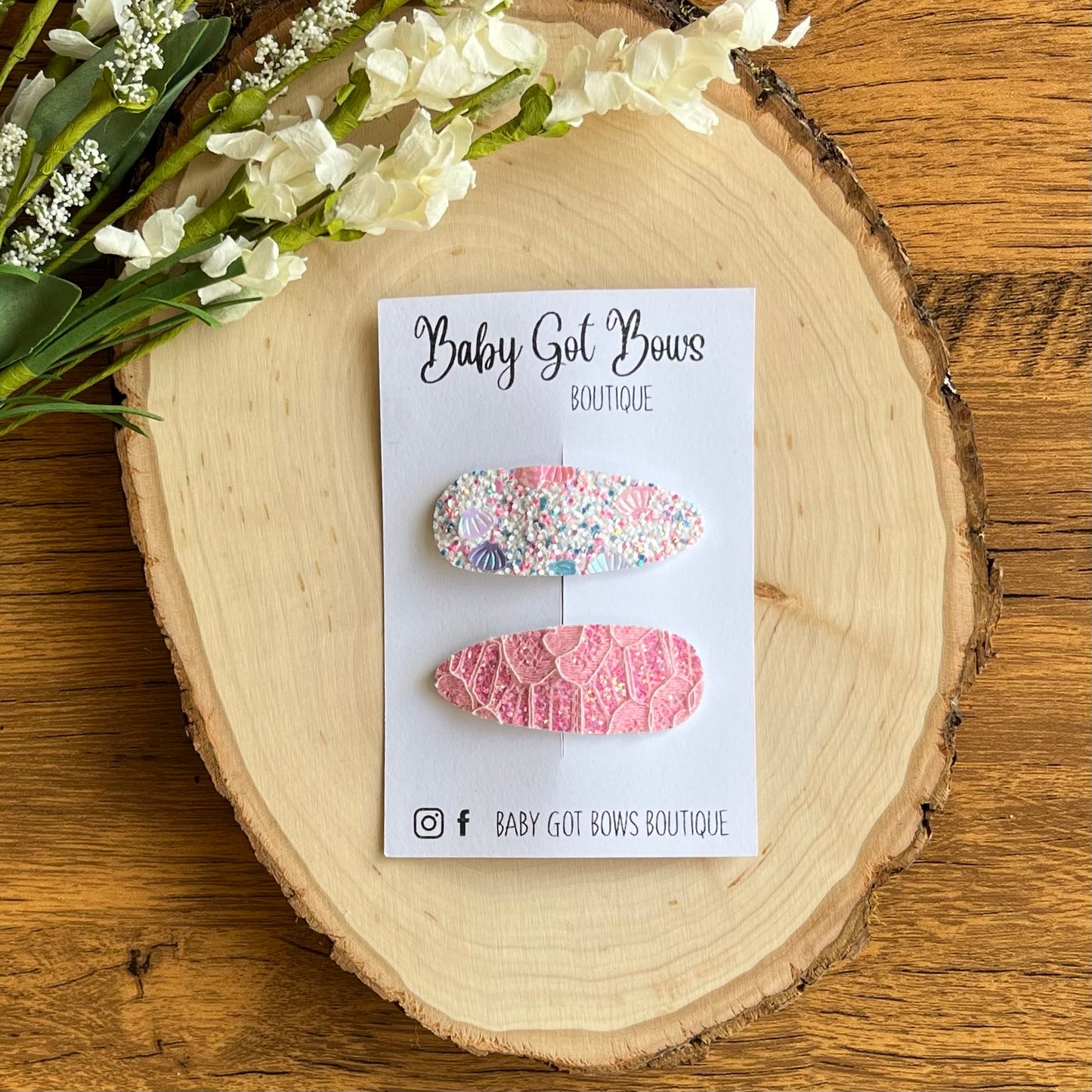 Snap Clip Set—Seashell Glitter