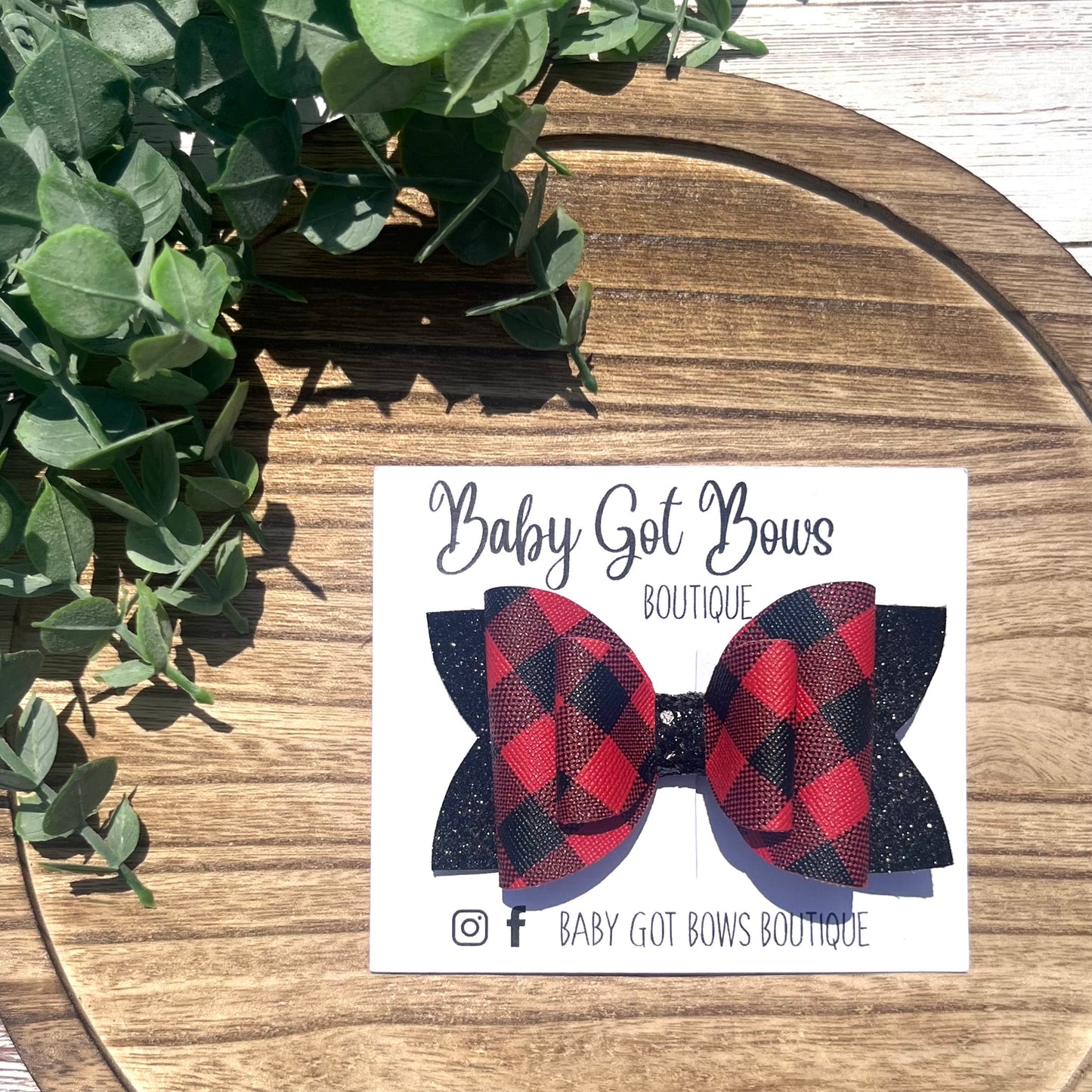 4 inch Lyn Bow—Red Buffalo Plaid