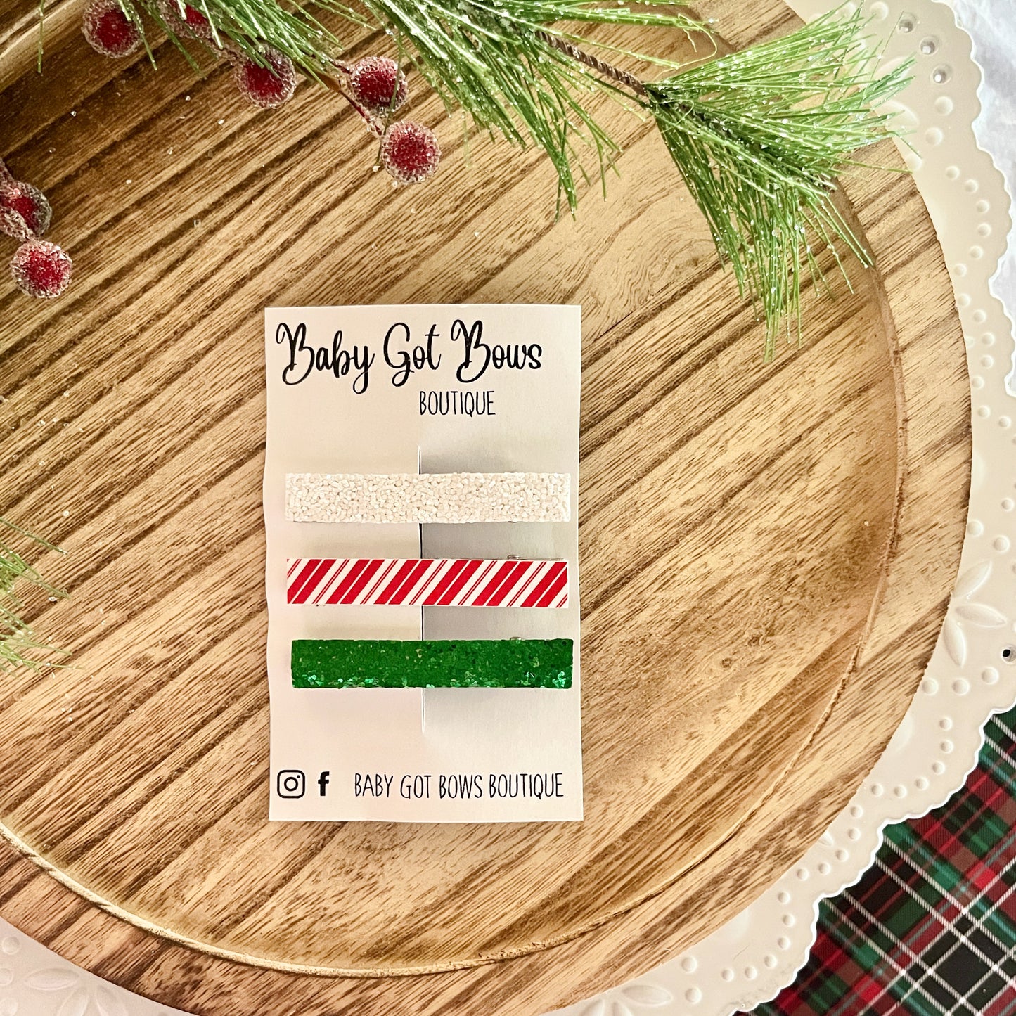 Bar Clip Set—Peppermint Stripe