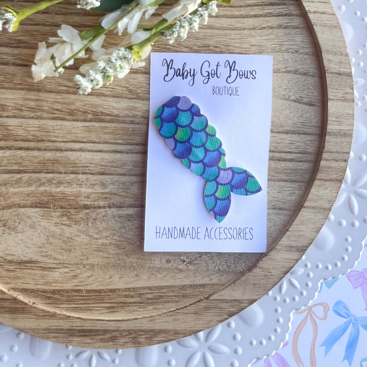Mermaid Tail Snap Clip—Green/Purple