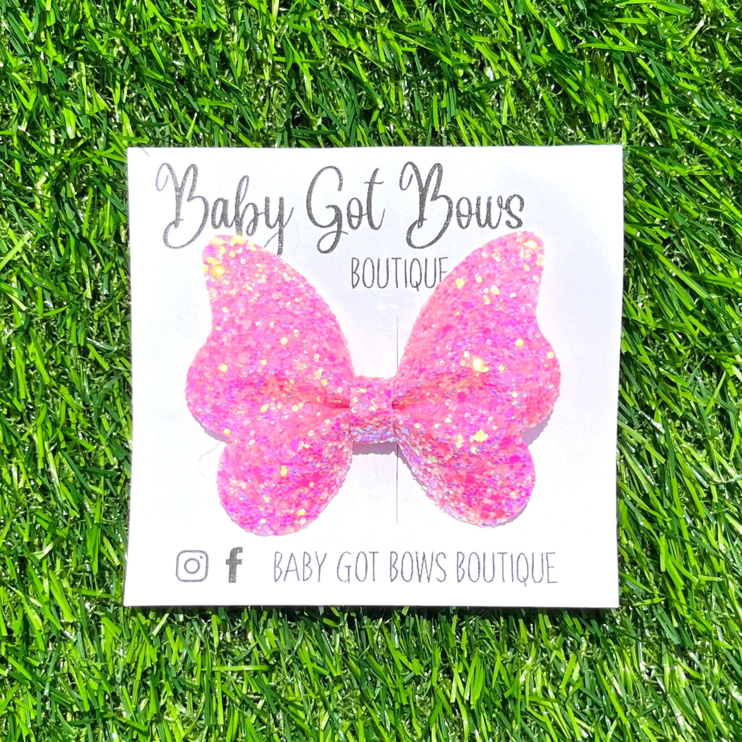 Butterfly Bow—Hot Pink Glitter
