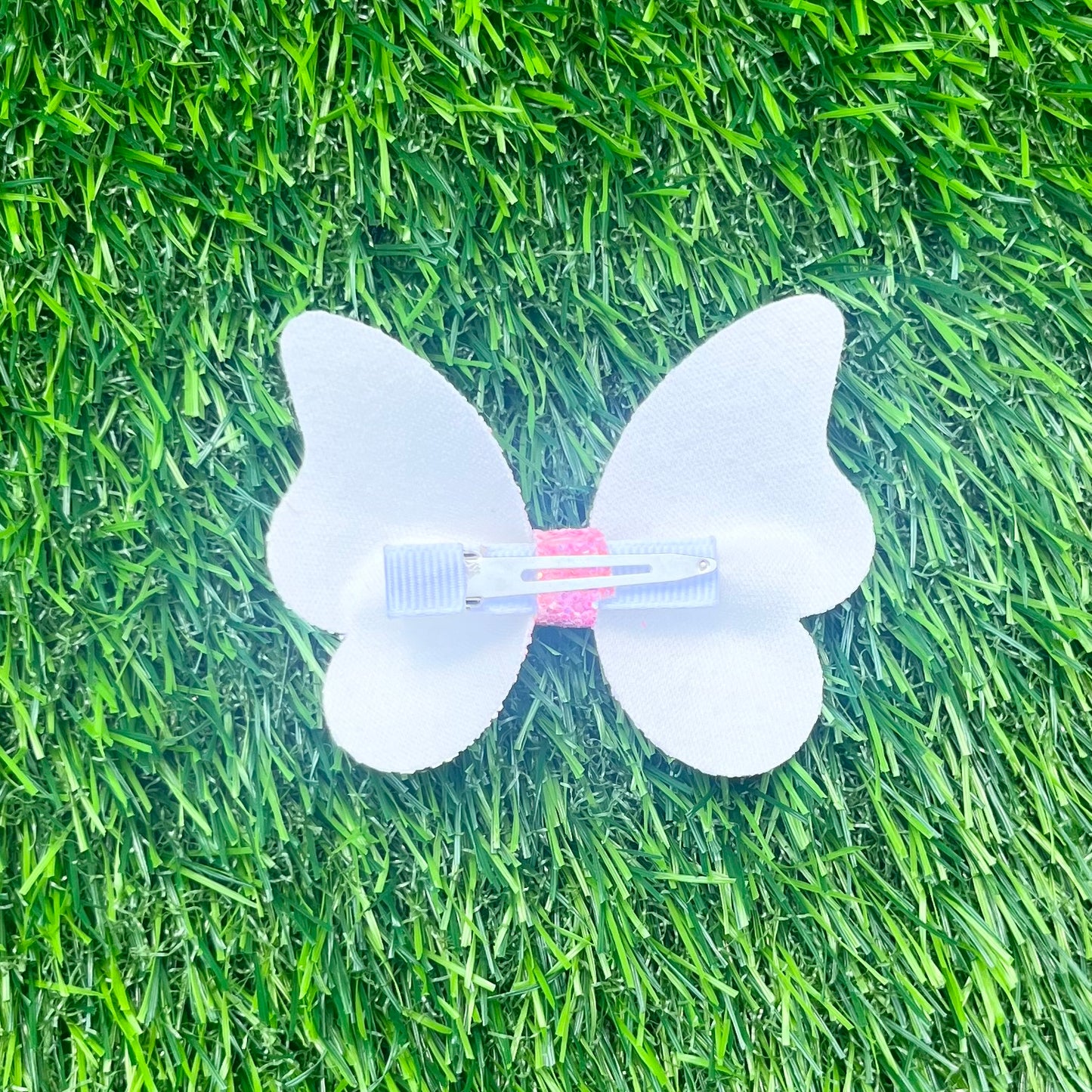Butterfly Bow—Coral/Blue Floral