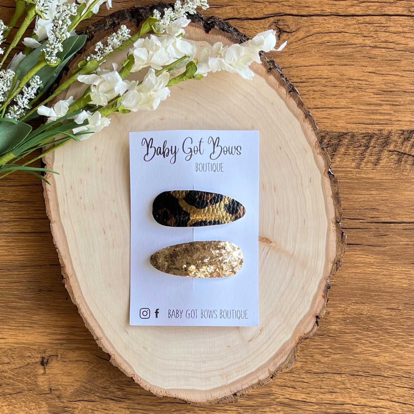 Snap Clip Set—Metallic Leopard