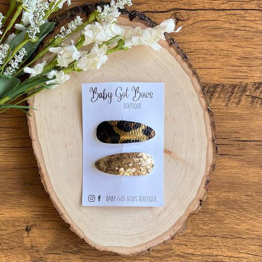 Snap Clip Set—Metallic Leopard