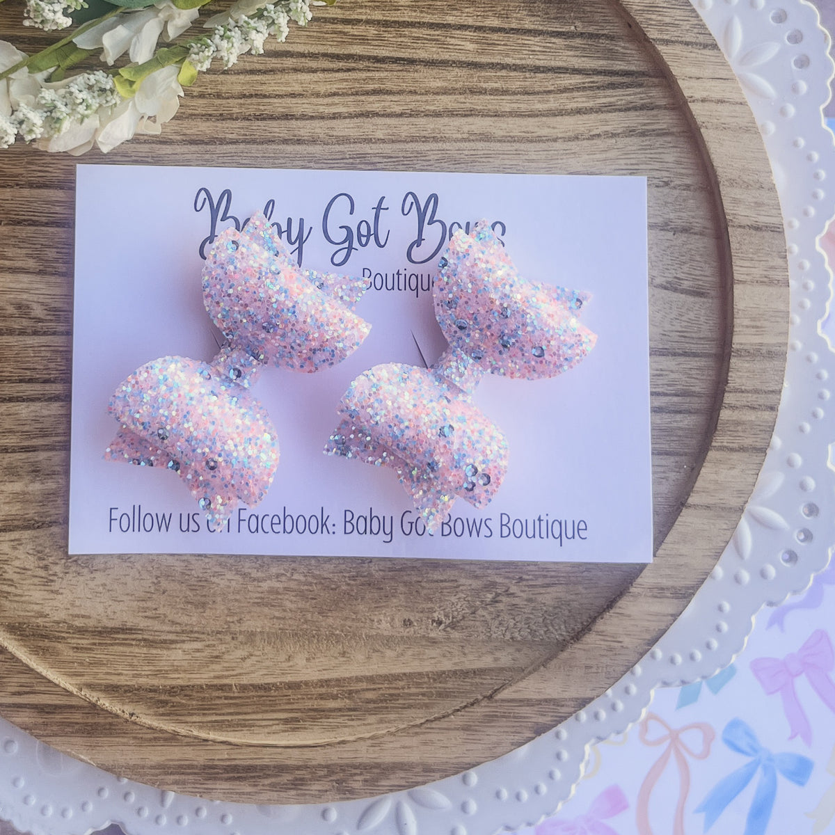 Piggies—Peach w/blue sequins