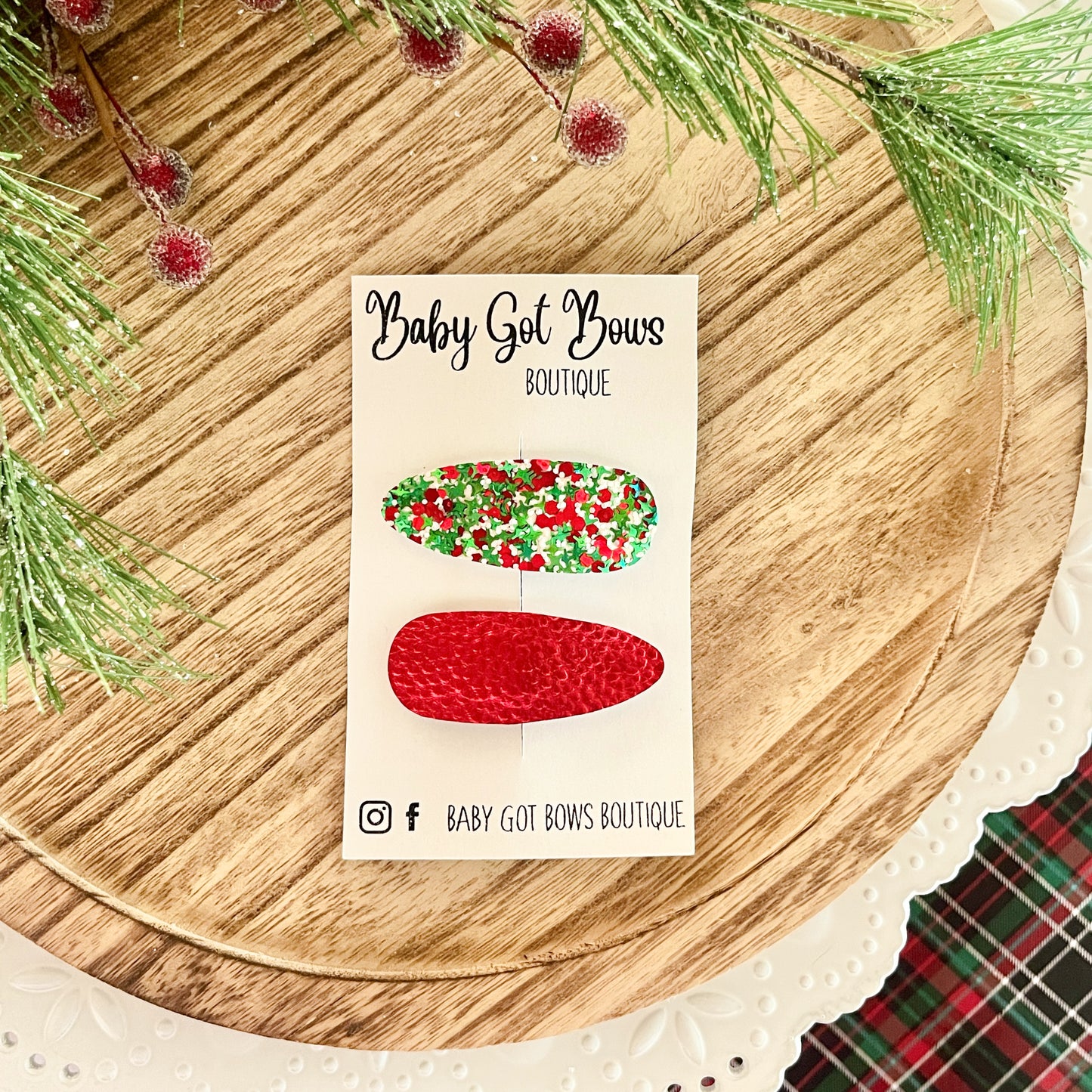 Snap Clip Set—Christmas glitter