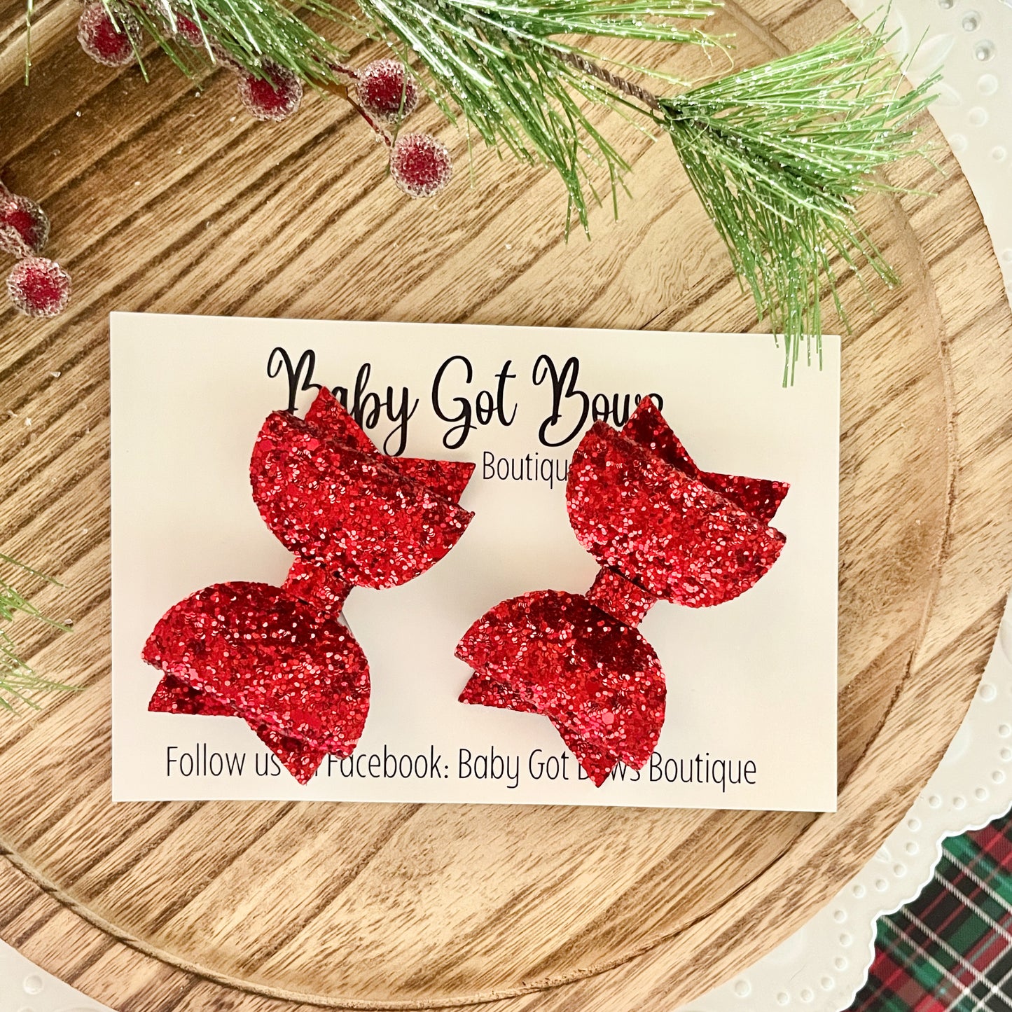 Piggie Bows—Red glitter