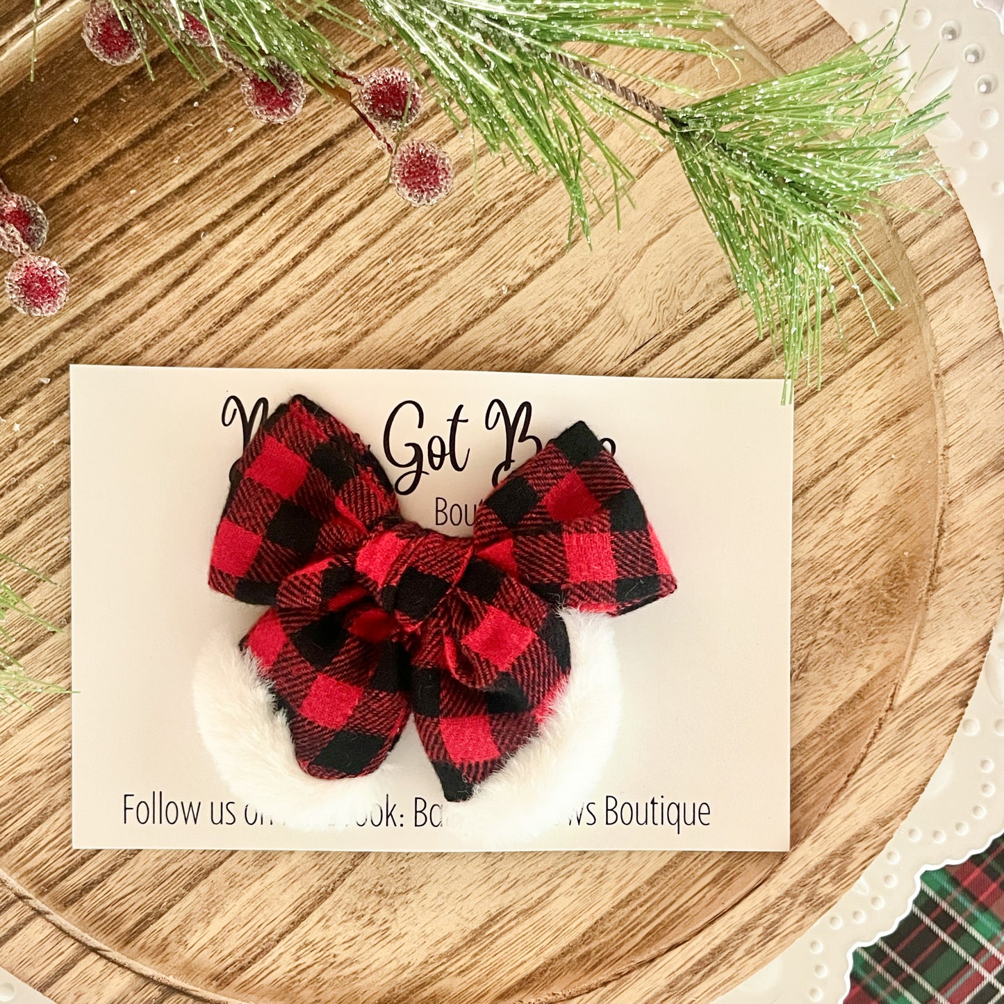 Pinwheel Bow—Red Buffalo Plaid